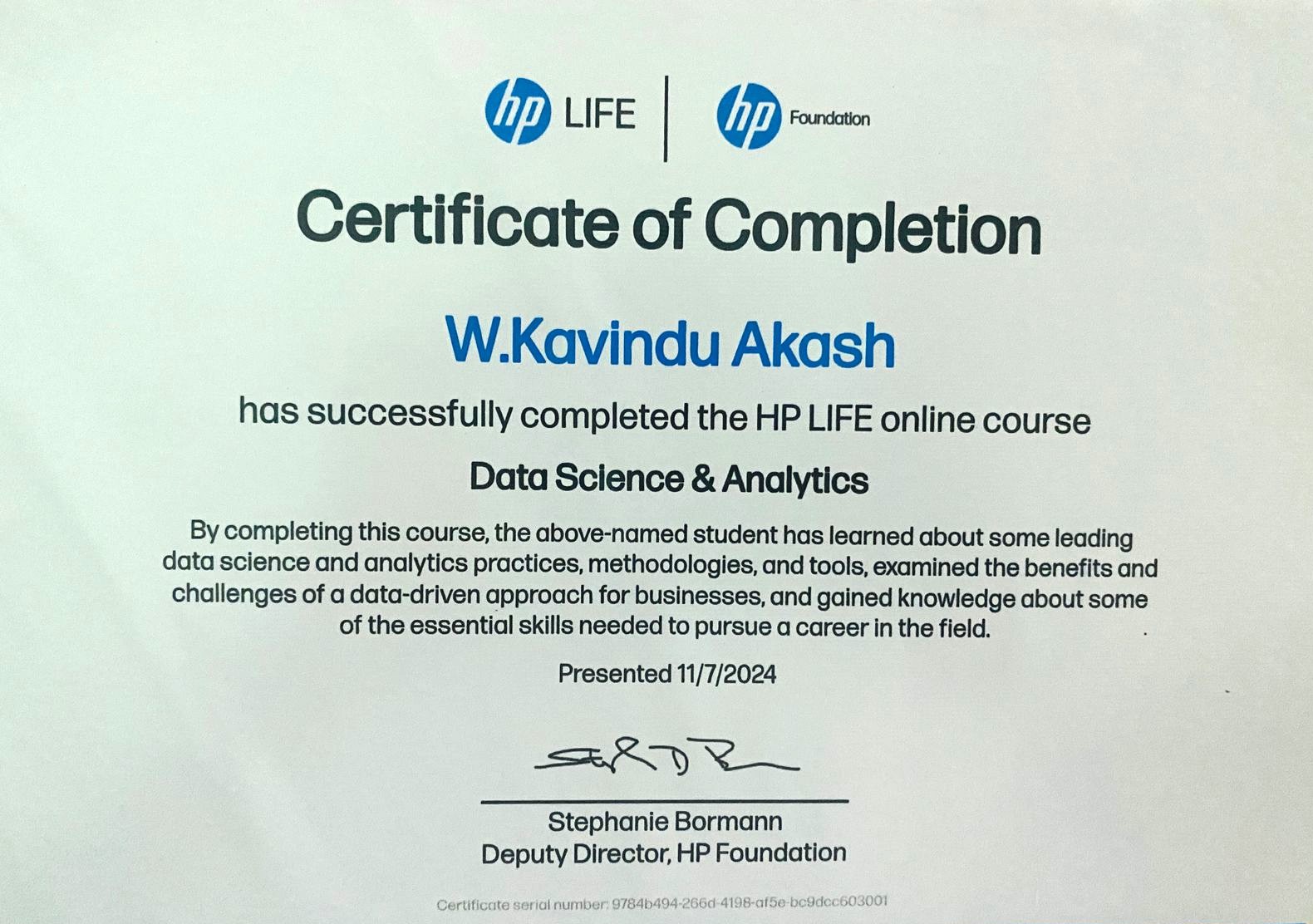 Data Science & Analytics - HP LIFE